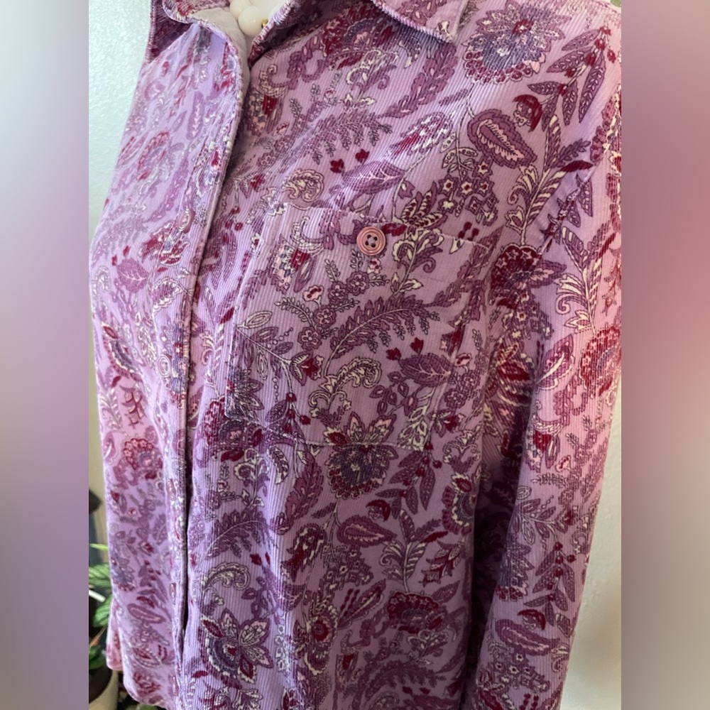 Basic Editions Women’s Paisley button up Flannel -Sz M - Picture 7 of 11